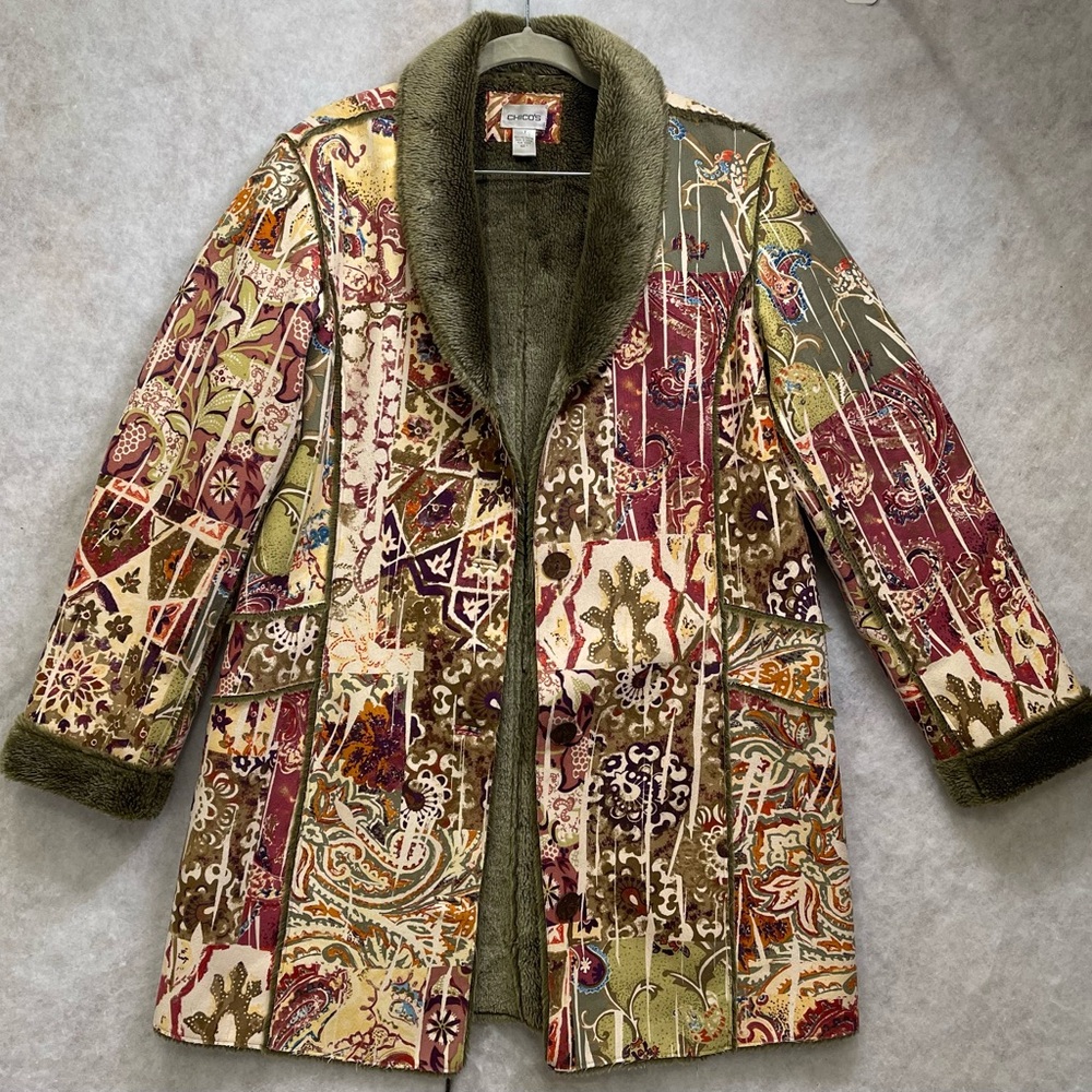 Chico's Multicolor Patchwork Cape (Sku297) - image 2